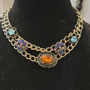Elegant Gold and Orange Gemstone Necklace